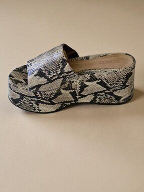 Schutz Mari Snake Slide Sandals | Snakeskin | Size 8